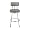 Armen Living Jinab Swivel Bar Stool in Brushed Stainless Steel with Gray Faux Leather 840254335295 - alternate 9